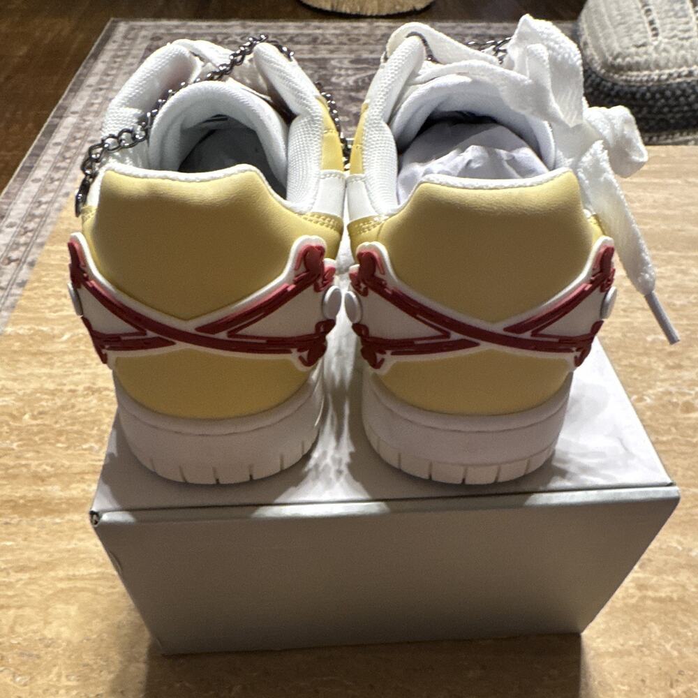 WATSON Men's Low Top Lace-Up Sneaker Skull Chain Yellow/White/Red - Picture 6 of 9